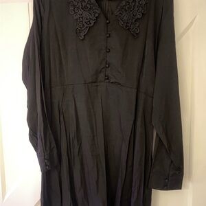 Disturbia brooding black dress with lace collar NWT